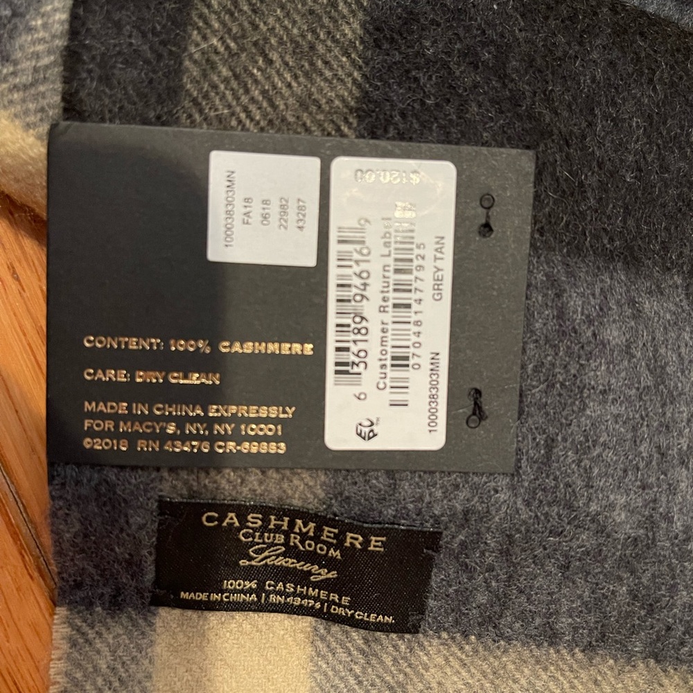 New w tags Men’s Club Room Luxury 100% cashmere scarf - Picture 5 of 7